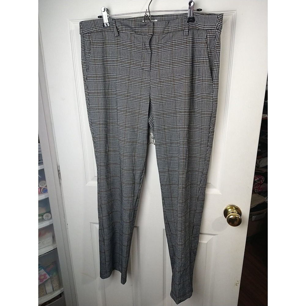Carolina Belle Black Yellow Plaid Mid Rise Flat Front Chino Pants. Size 14